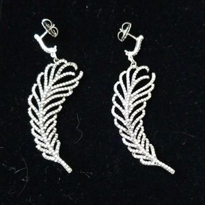 Crystal silver tone earrings